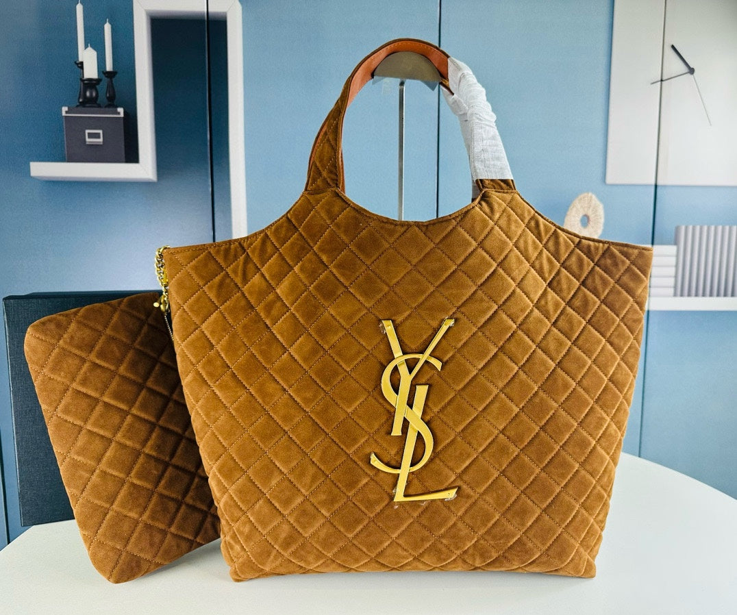 New ysl poplar suede icare diamond tote bag