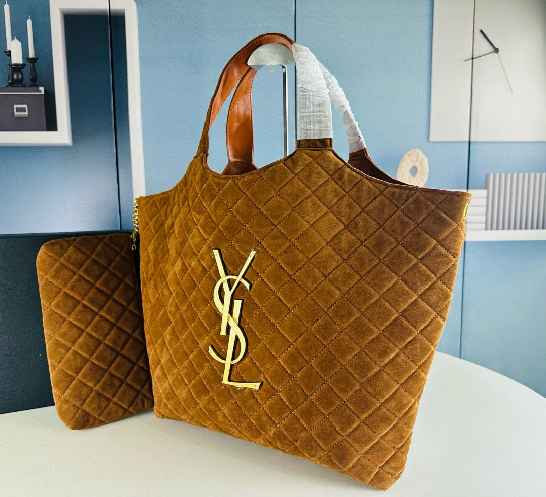 New ysl poplar suede icare diamond tote bag