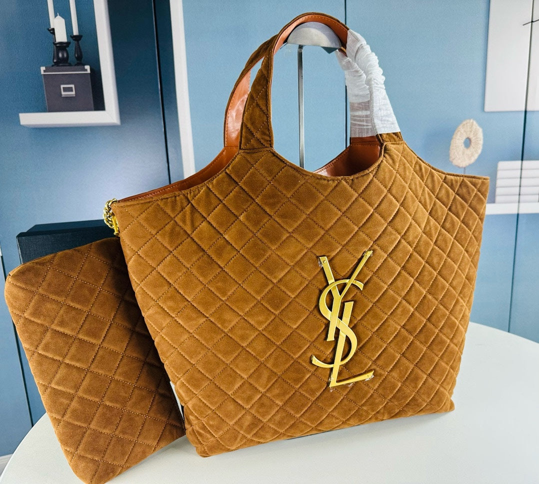 New ysl poplar suede icare diamond tote bag