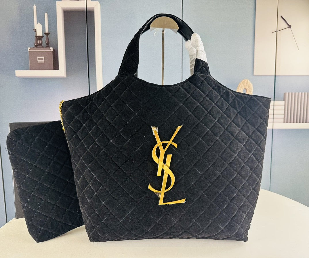 New ysl poplar suede icare diamond tote bag