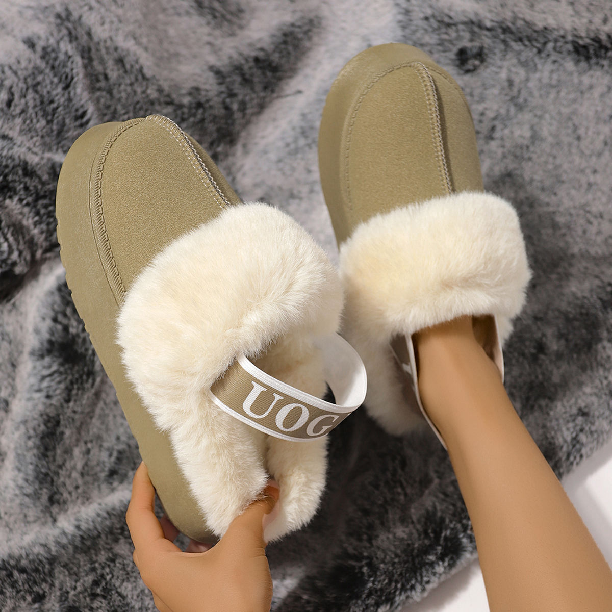 Leather and wool indoor and outdoor slippers