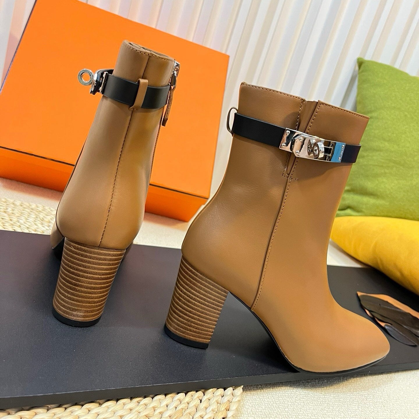 Women's Classic Metal Buckle High Heel Ankle Boots